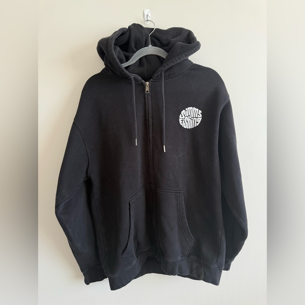Simms Fishing Men's Hoodie Roundabout Full Zip Hoody Graphic Logo Black Sport